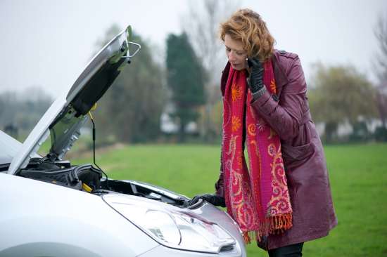 Driver calling for emergency towing assistance